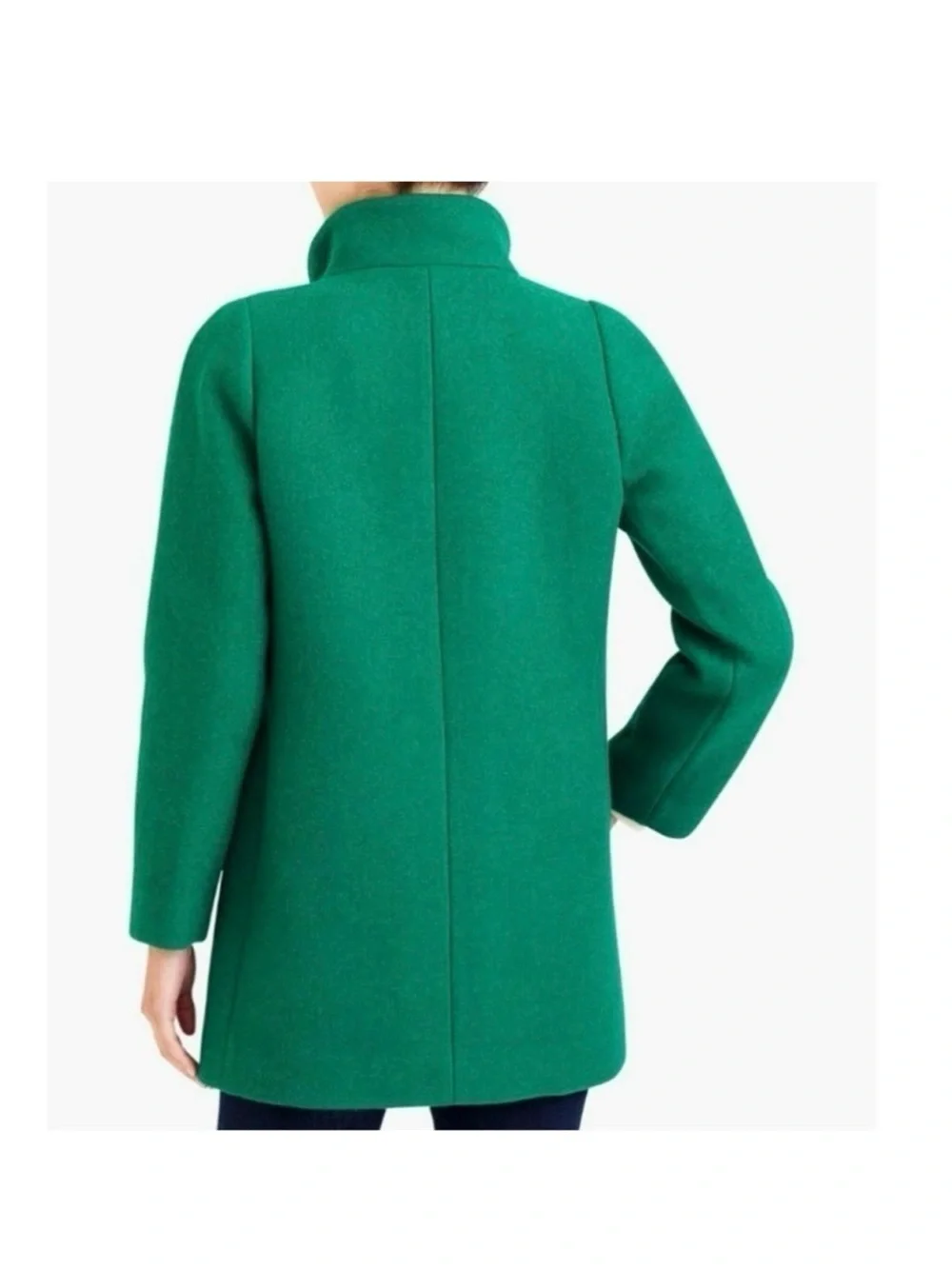 J. Crew Emerald Green Stand-Collar Wool Peacoat